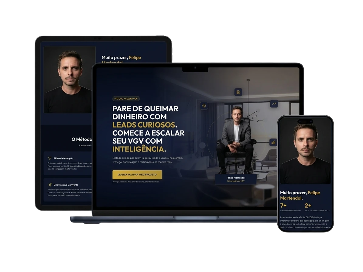 Mockup de landing page otimizada para conversão criada pela Fidion
